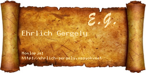 Ehrlich Gergely névjegykártya
